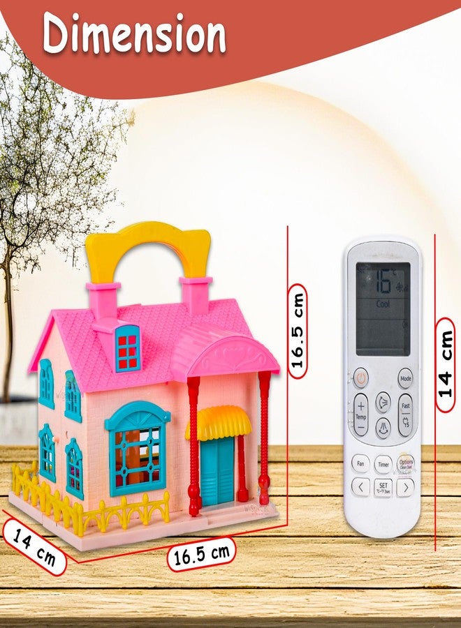 WISHKEY Plastic Doll House for Kids, Role Play Set Dolls House for Girls, Doll House Set with 9 Accessories, Toy House for Girls, Made in India, Pink, 3+ Years (Pack of 1) - Image 2