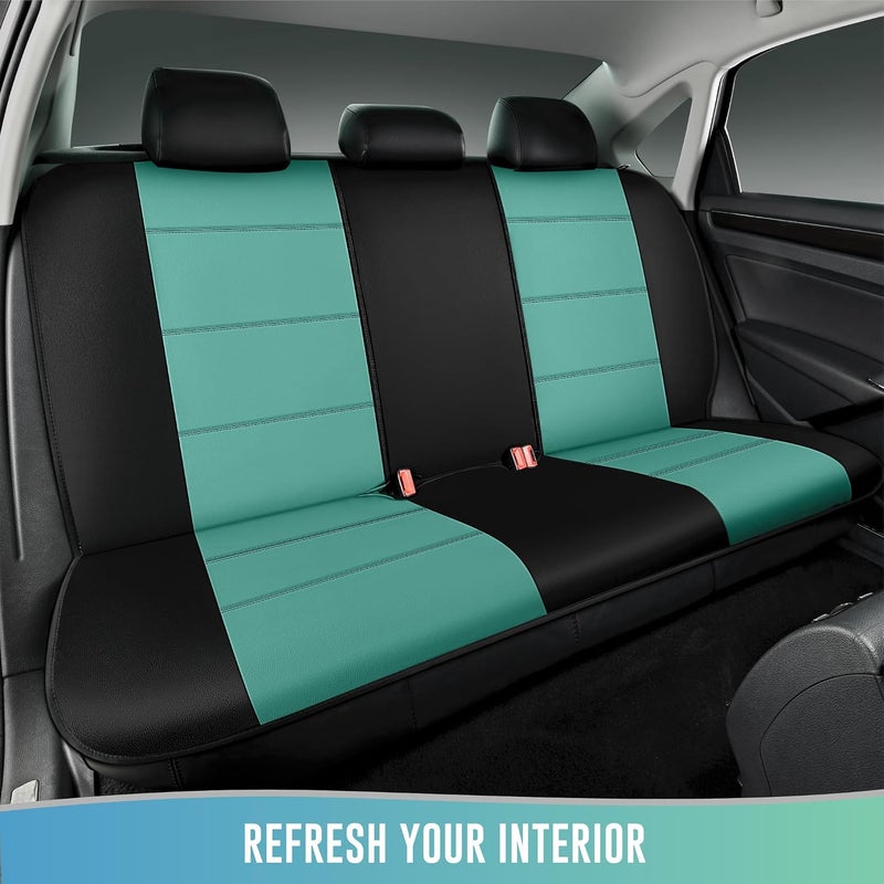 Car Seat Cover, Leather Full Set Car Seat Cover, Automotive Front Rear Seat Covers, Airbag Compatible Universal Fit for Most Cars (Mint) - Image 5