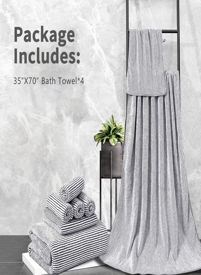 JessyHome 4 Piece Bath Towel Set 35"x70"Oversized Bath Towel for Bathroom Ultra Soft Fluffy Extra Large Bath Sheet Luxury Premium Bathroom Towel Highly Absorbent Quick Dry Shower Towel for Hotel Spa,Black White - Image 5