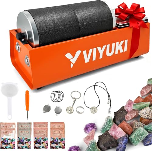 VIYUKI Professional Rock Tumbler Kit Double Drum 6LB Rock PolisherDouble Barrel Includes Rough Gemstones 8 Polishing Grits Jewelry Learning Guide Ideal Gift for Adults Collectors - Image 1