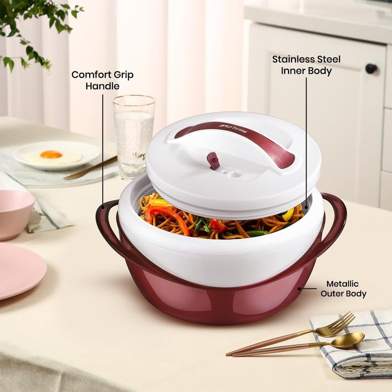 PINNACLE طبق كاسرول معزول كبير مع غطاء 36 لتر وعاء طعام أنيق للحفاظ على الحرارة والبرودة وعاء تقديم الحساء والسلطة من الفولاذ المقاوم للصدأ أفضل مجموعة هدايا للأمهات - Image 3