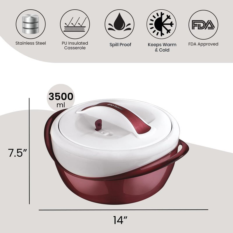 PINNACLE طبق كاسرول معزول كبير مع غطاء 36 لتر وعاء طعام أنيق للحفاظ على الحرارة والبرودة وعاء تقديم الحساء والسلطة من الفولاذ المقاوم للصدأ أفضل مجموعة هدايا للأمهات - Image 2