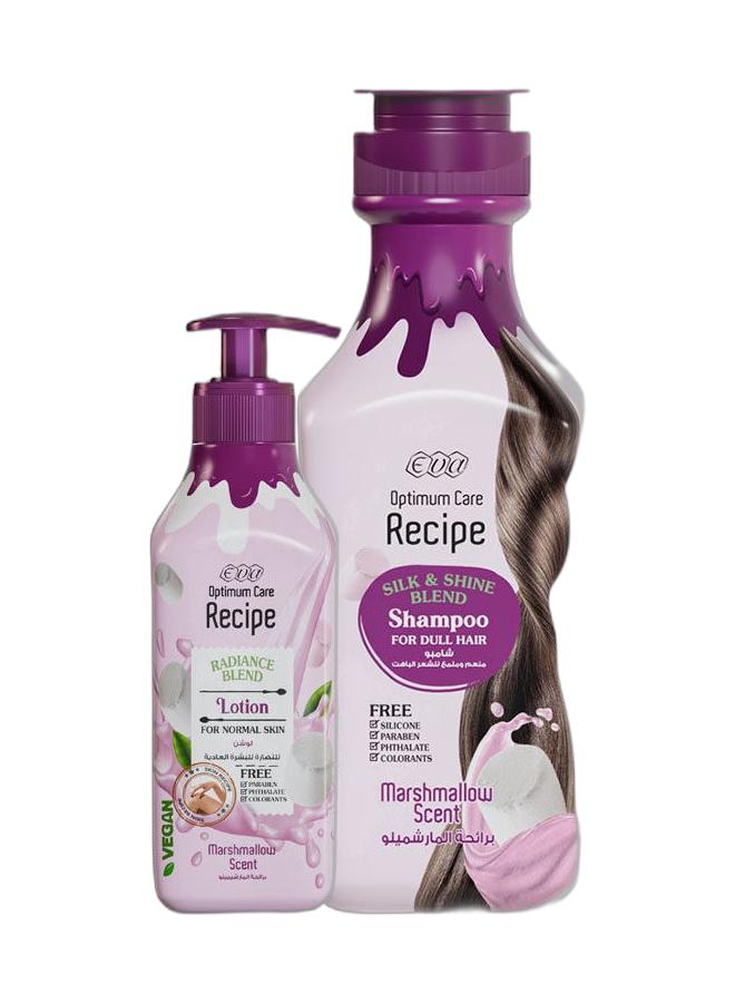 Eva Optimum Care Recipe Silk & Shine Blend Shampoo Marshmallow Scent 350 Ml + Lotion 370 ML - Image 1