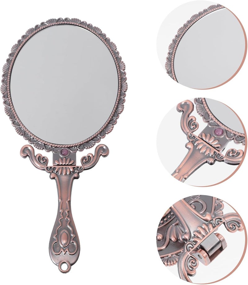 مرآة مكياج وردية قديمة كبيرة قابلة للطي محمولة للاستخدام النسائي أثناء السفر - Image 5