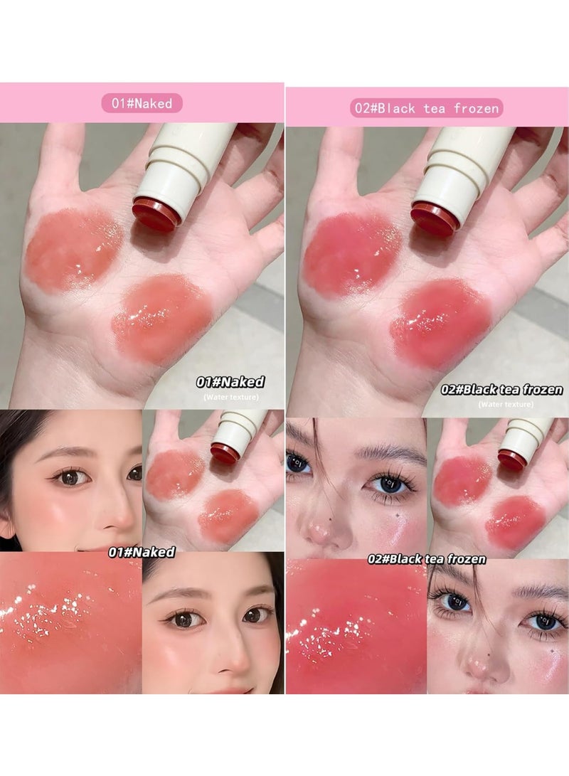 Gege Bear Blush Stick | Porcelain & Water Finish | 2-in-1 Stick with Sponge Head | Hydrating & Smooth Blend | Soft Pigment + Skincare Glow | Face Makeup | Cute Rose Pink Blush Effect | Lightweight Long-Lasting Moisturizer Blusher For Women (03#Whole Wheat Naked, 4g) - Image 2