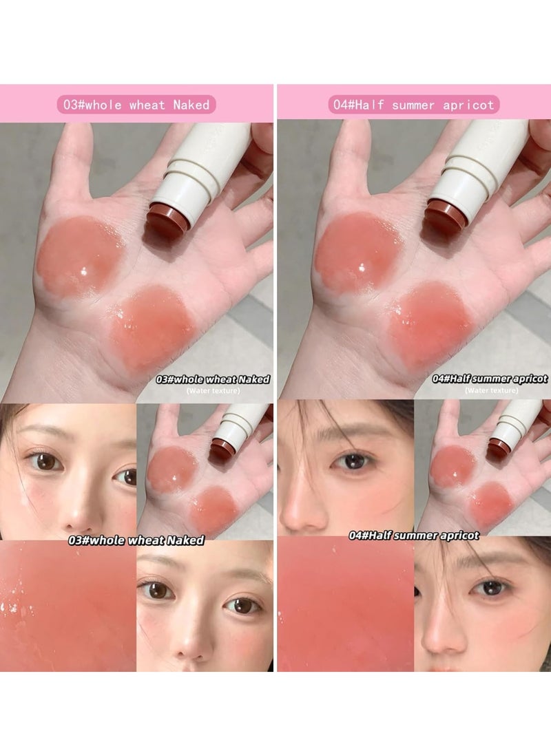 Gege Bear Blush Stick | Porcelain & Water Finish | 2-in-1 Stick with Sponge Head | Hydrating & Smooth Blend | Soft Pigment + Skincare Glow | Face Makeup | Cute Rose Pink Blush Effect | Lightweight Long-Lasting Moisturizer Blusher For Women (03#Whole Wheat Naked, 4g) - Image 3