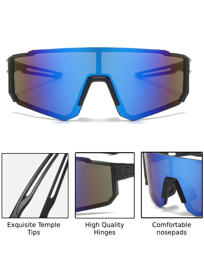 Depend Trendy Men's Sunglasses, Stylish Shades With UV400 And Polarized For Sports, Fashionable Eyewear, Goggles For Blocking, Retro Square Cycling Sunglass With Blue Lens - Image 2
