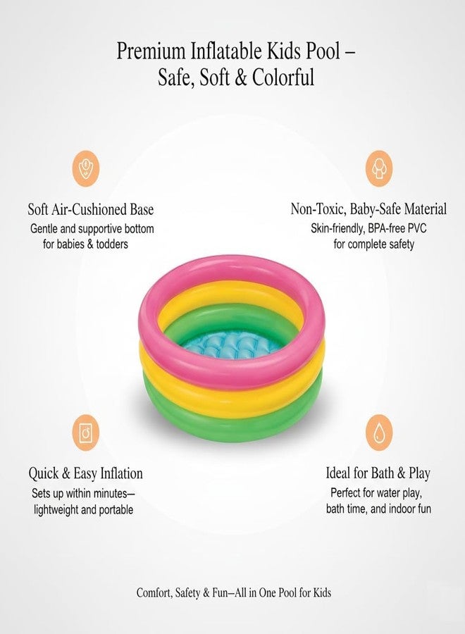 SUNNIFA Inflatable Baby Pool, Kids Swimming Pool | Portable Round Baby Bath Tub for Indoor & Outdoor Inflatable Pool for Toddlers Summer Water Fun Colourful Ring (86 X 25 CM) - Image 5