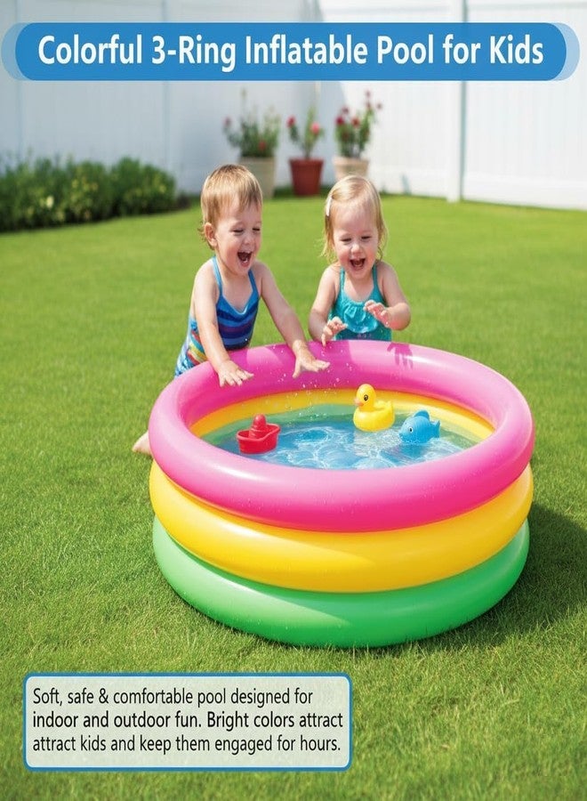SUNNIFA Inflatable Baby Pool, Kids Swimming Pool | Portable Round Baby Bath Tub for Indoor & Outdoor Inflatable Pool for Toddlers Summer Water Fun Colourful Ring (86 X 25 CM) - Image 3