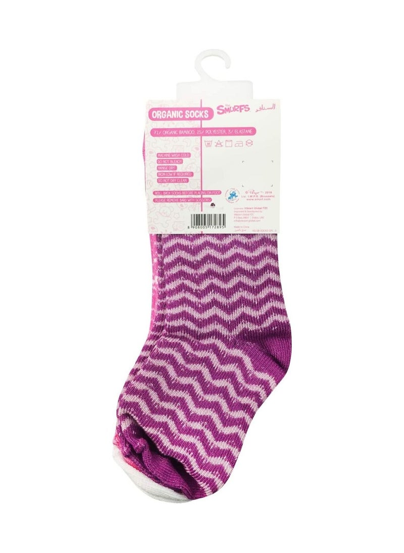 THE SMURFS - Smurf Bamboo Cotton Sock - Printed (Pack Of 3) - Grey/Pink/Lavender 12-24M - Image 1
