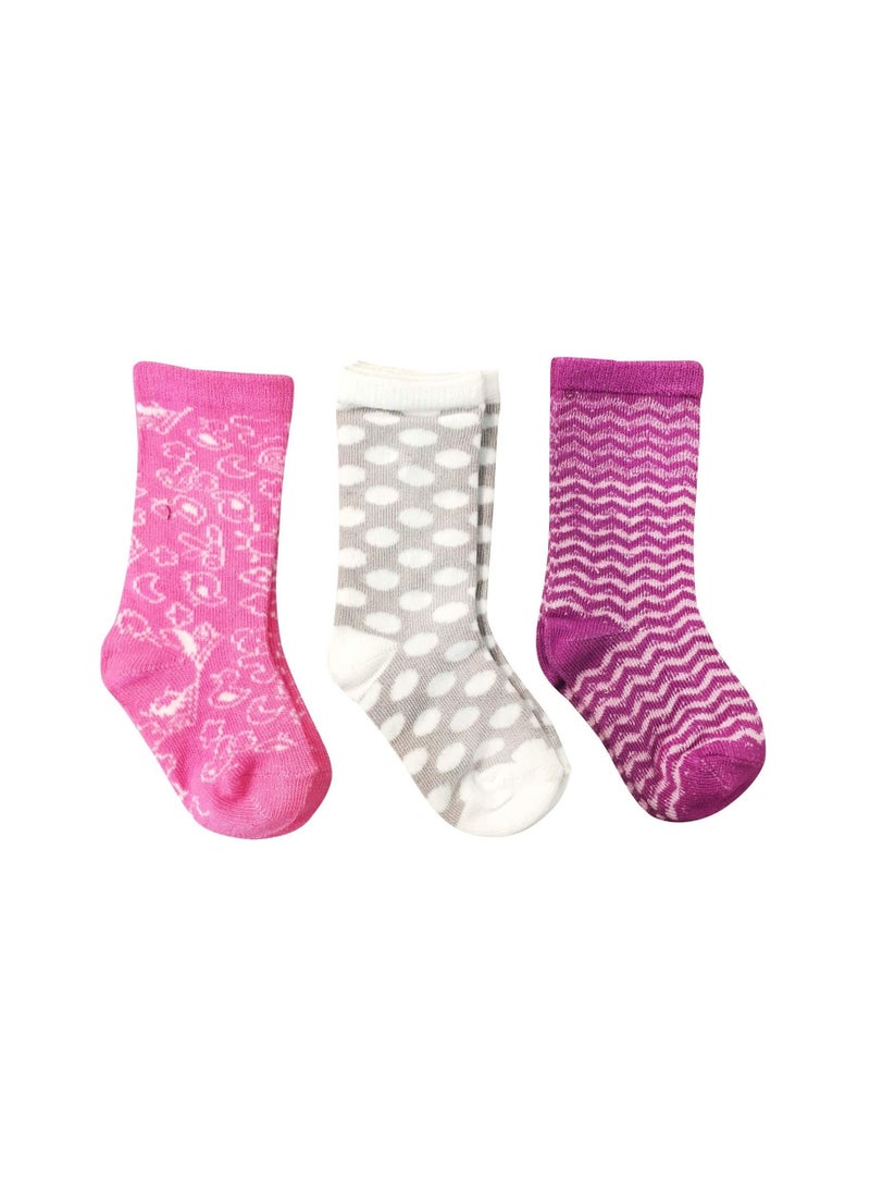 THE SMURFS - Smurf Bamboo Cotton Sock - Printed (Pack Of 3) - Grey/Pink/Lavender 12-24M - Image 1