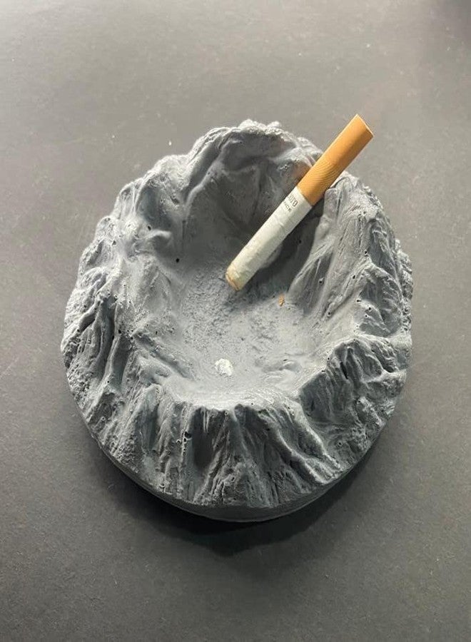 منفضة سجائر خرسانية، منفضة سجائر عصرية مزخرفة للمنزل والمكتب/للاستخدام الداخلي/الخارجي، منفضة سجائر يدوية الصنع من IA Modern - لون بركاني رمادي - Image 2