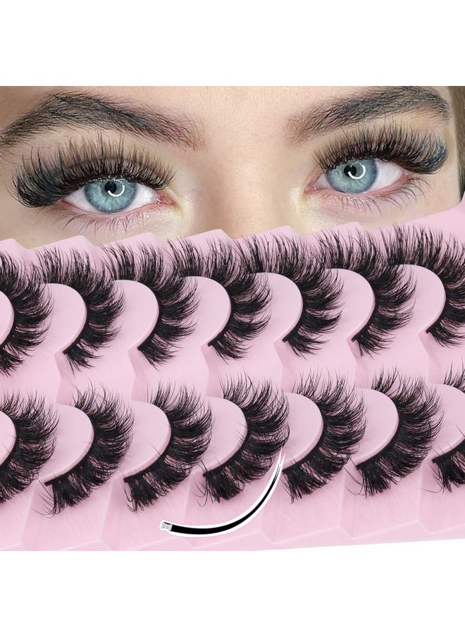 Focipeysa - Mink Lashes Natural Look False Eyelashes Fluffy Flat Eyelashes 3D Mink Lashes Wispy Strips Lashes 7 Pairs Multipack by Focipeysa - Image 1