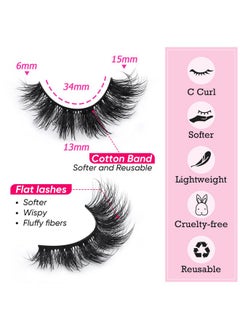 Focipeysa Mink Lashes Natural Look False Eyelashes Fluffy Flat Eyelashes 3D Mink Lashes Wispy Strips Lashes 7 Pairs Multipack by Focipeysa  - Image 4