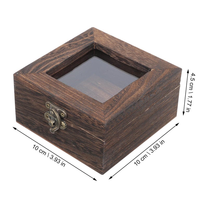 Dark Tone Wood Insect Specimen Display Box 10x10x4 5cm Dustproof Flip Lid Case - Image 3