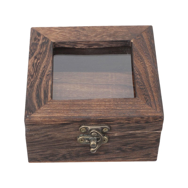 Dark Tone Wood Insect Specimen Display Box 10x10x4 5cm Dustproof Flip Lid Case - Image 2