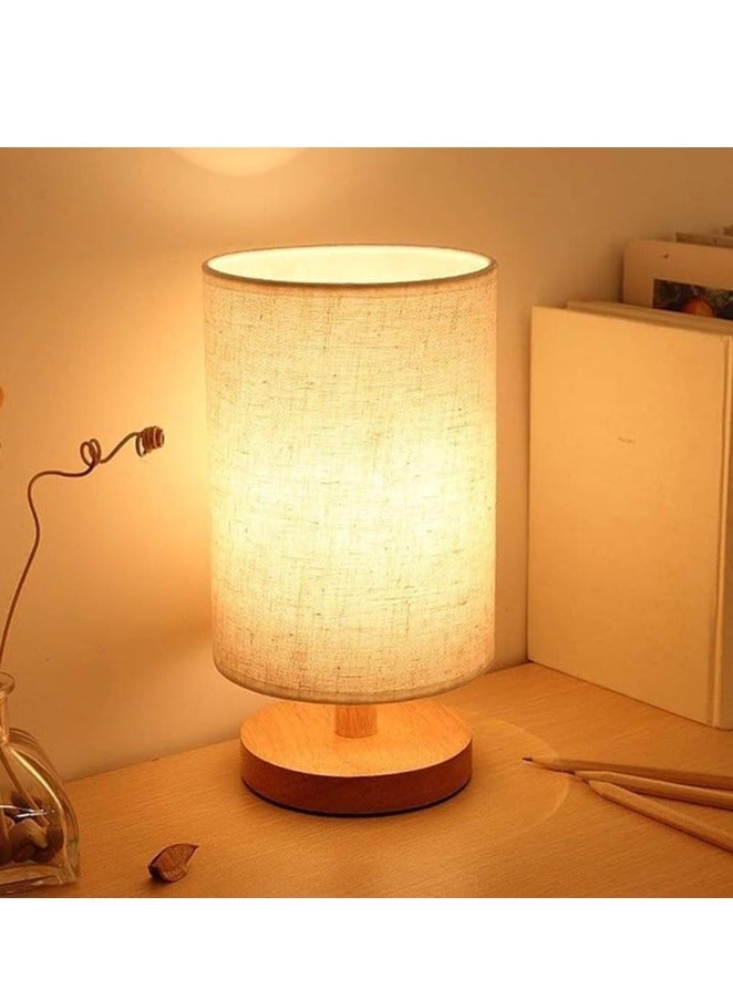 DUNISO Bedside Table Lamp, fabric bedroom lamp with circular lampshade LED chip, and USB linen bedside table lamp, suitable for living rooms, study rooms, and bedrooms. - Image 1