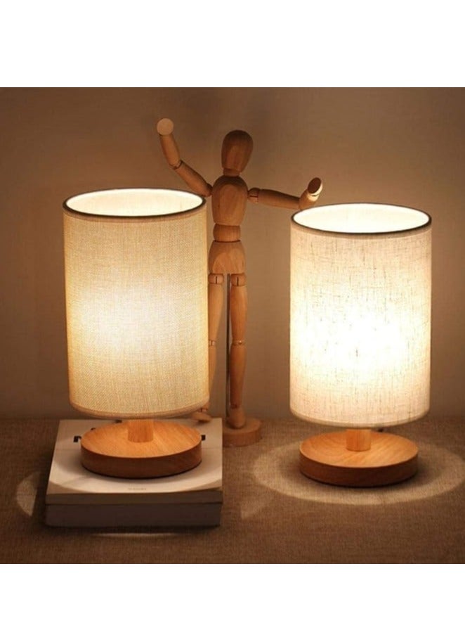 DUNISO Bedside Table Lamp, fabric bedroom lamp with circular lampshade LED chip, and USB linen bedside table lamp, suitable for living rooms, study rooms, and bedrooms. - Image 4