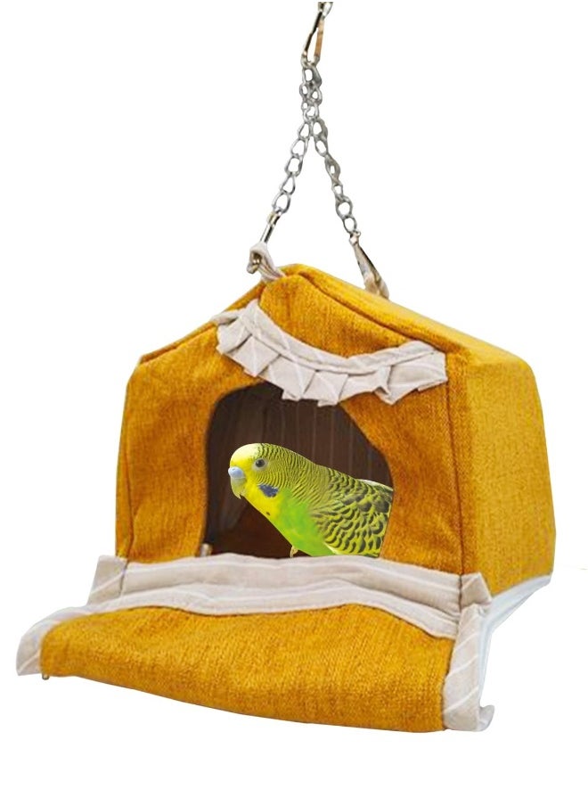 Generic Bird Nest House for Cozy Cotton, Parrot Hanging Hammock Bed, Winter Warm Bird Nest - Breathable Tent Hideaway Snuggle Hut for Lovebird Cockatiels Budgies Cockatoo Conure Hamster Yellow  - Image 1