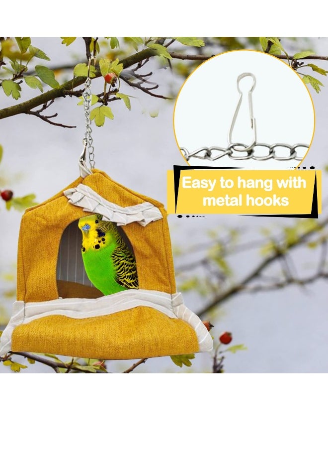 Generic Bird Nest House for Cozy Cotton, Parrot Hanging Hammock Bed, Winter Warm Bird Nest - Breathable Tent Hideaway Snuggle Hut for Lovebird Cockatiels Budgies Cockatoo Conure Hamster Yellow  - Image 2