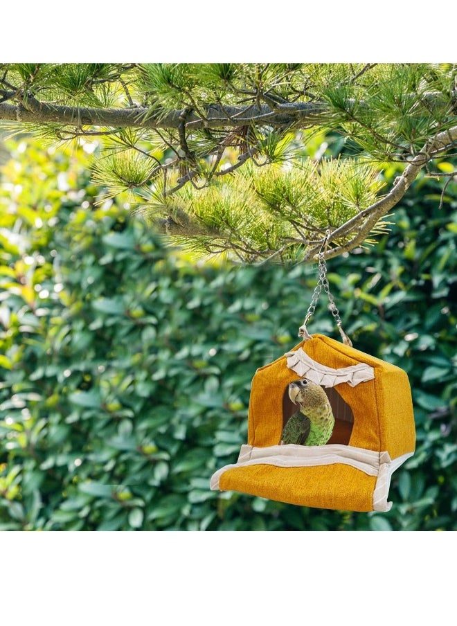Generic Bird Nest House for Cozy Cotton, Parrot Hanging Hammock Bed, Winter Warm Bird Nest - Breathable Tent Hideaway Snuggle Hut for Lovebird Cockatiels Budgies Cockatoo Conure Hamster Yellow  - Image 5