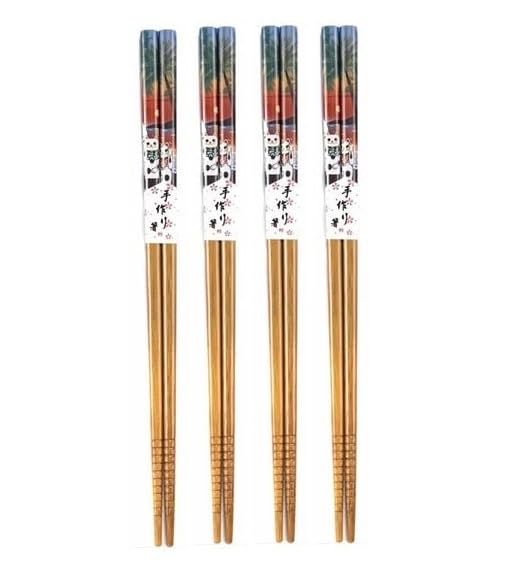 ZAUKY ZAUKY Wooden Chopsticks Set 10 Pairs Traditional Japanese Style Decorative Pattern - Image 4