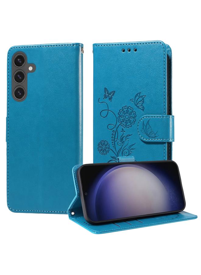 S-TOP Case For Samsung Galaxy S23 FE 5G Embossed Butterfly Flowers Leather Phone Case - Image 1