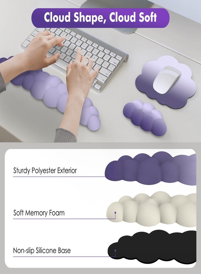 MoKo Cloud Wrist Rest, Ergonomic Cloud Keyboard Wrist Rest with Mouse Rest Wrist Pad, Durable Polyester Cloud Arm Rest Wrist Pad for Keyboard and Mouse for Office, Gaming, Computer, Laptop, Purple - Image 4