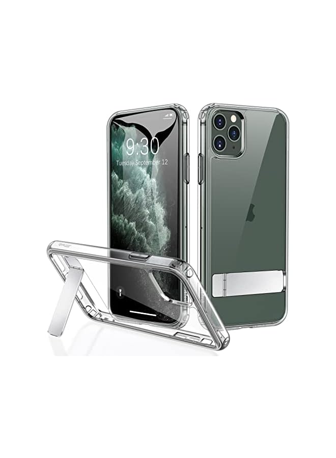 JETech Case for iPhone 11 Pro Max 6.5-Inch with Stand, Support Wireless Charging, Slim Shockproof Bumper Phone Cover, 3-Way Metal Kickstand (Clear) - Image 1