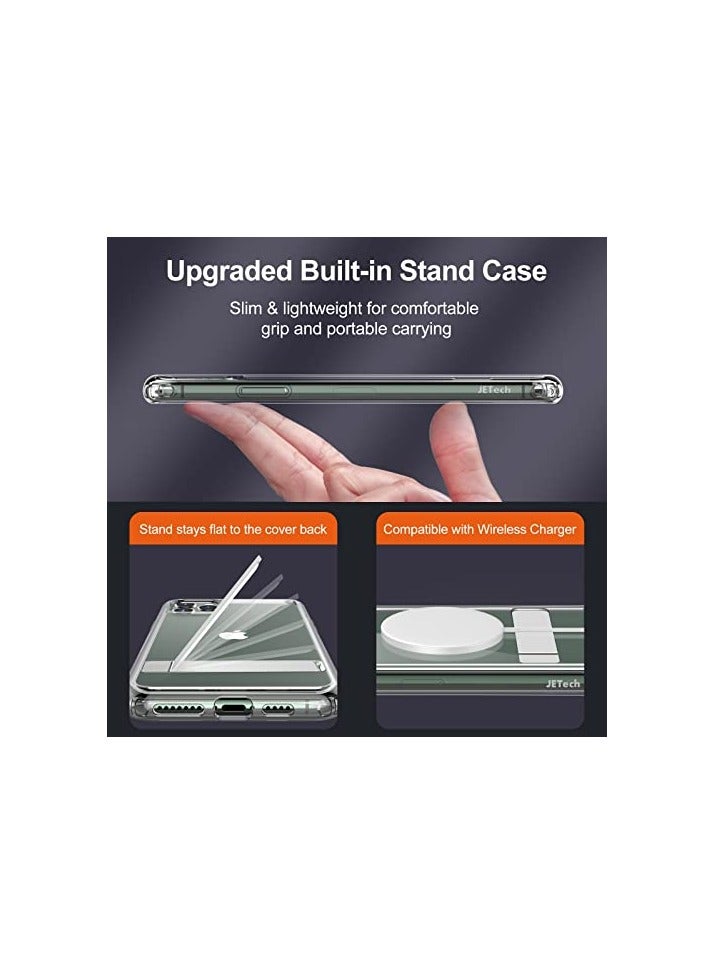 JETech Case for iPhone 11 Pro Max 6.5-Inch with Stand, Support Wireless Charging, Slim Shockproof Bumper Phone Cover, 3-Way Metal Kickstand (Clear) - Image 3