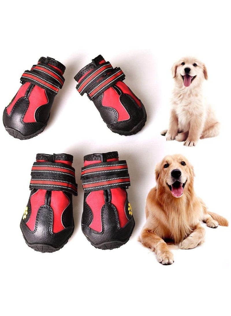 SYOSI Dog Shoes Waterproof Pet Shoes Dog Booties with Reflective Rugged Anti-Slip Sole and Skid-Proof, Heat Protection Breathable Comfortable and Adjustable Outdoor Shoes for Dogs 2 Pairs - Image 1