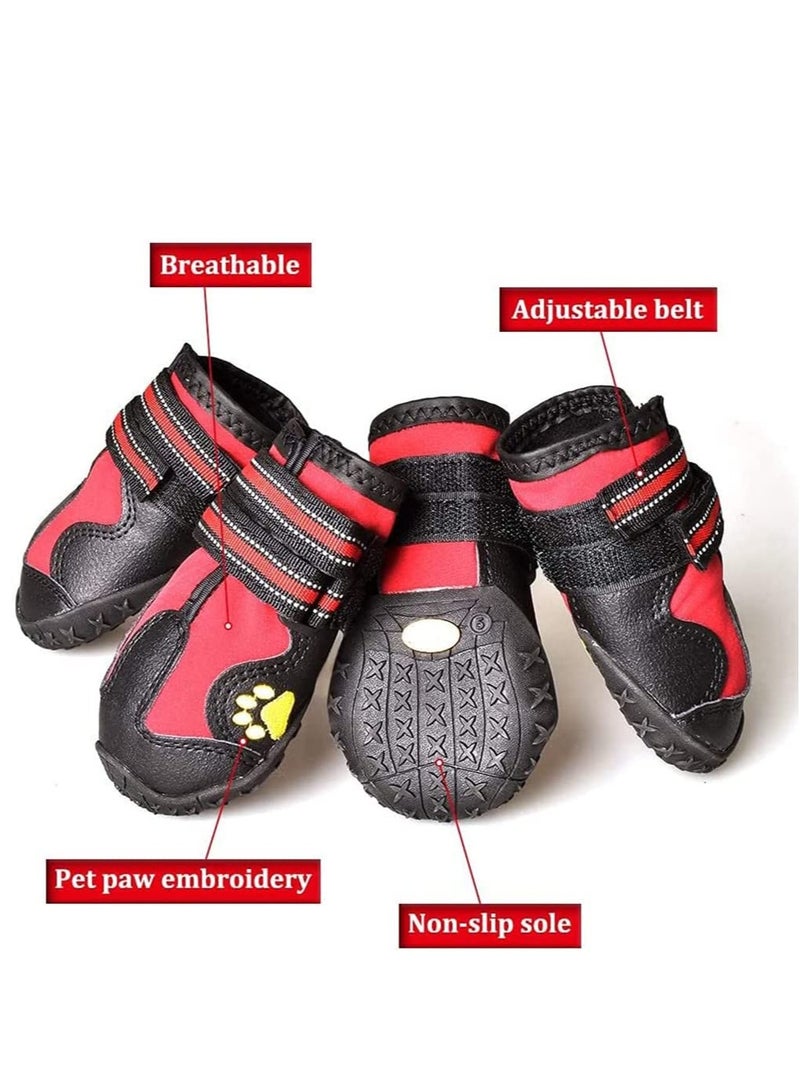 SYOSI Dog Shoes Waterproof Pet Shoes Dog Booties with Reflective Rugged Anti-Slip Sole and Skid-Proof, Heat Protection Breathable Comfortable and Adjustable Outdoor Shoes for Dogs 2 Pairs - Image 5