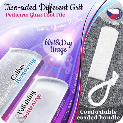 GLADZY Glass Nail File Set - Czech Crystal Manicure Tools for Natural Nails, Glass Foot File Callus Remover, Professional Manicure & Pedicure Foot Spa Kit for Fingernails & Toenails, Made in EU - Image 4