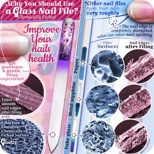 GLADZY Glass Nail File Set - Czech Crystal Manicure Tools for Natural Nails, Glass Foot File Callus Remover, Professional Manicure & Pedicure Foot Spa Kit for Fingernails & Toenails, Made in EU - Image 5