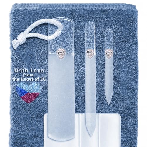 GLADZY Glass Nail File Set - Czech Crystal Manicure Tools for Natural Nails, Glass Foot File Callus Remover, Professional Manicure & Pedicure Foot Spa Kit for Fingernails & Toenails, Made in EU - Image 1