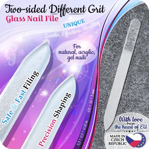 GLADZY Glass Nail File Set - Czech Crystal Manicure Tools for Natural Nails, Glass Foot File Callus Remover, Professional Manicure & Pedicure Foot Spa Kit for Fingernails & Toenails, Made in EU - Image 3