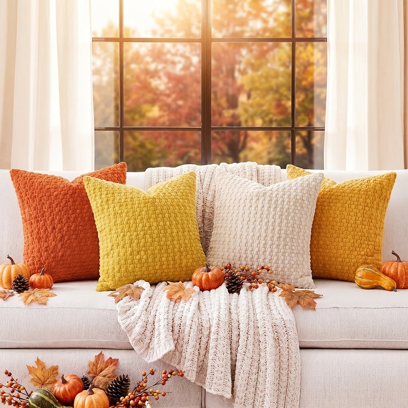 4pcs Set Soft Corduroy Modern Reversible Design Sofa Pillow Covers, Office Throw Pillow Covers, Bedside Cushion Covers, Durable, Machine Washable Cushion Covers for Sofa and Bed Decor - Please Note: Covers Only - Image 5