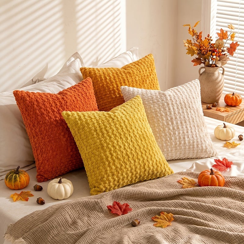 4pcs Set Soft Corduroy Modern Reversible Design Sofa Pillow Covers, Office Throw Pillow Covers, Bedside Cushion Covers, Durable, Machine Washable Cushion Covers for Sofa and Bed Decor - Please Note: Covers Only - Image 2