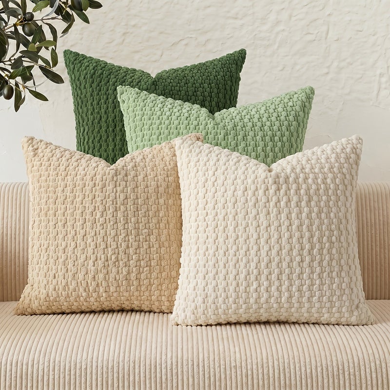4pcs Set Soft Corduroy Modern Reversible Design Sofa Pillow Covers, Office Throw Pillow Covers, Bedside Cushion Covers, Durable, Machine Washable Cushion Covers for Sofa and Bed Decor - Please Note: Covers Only - Image 3