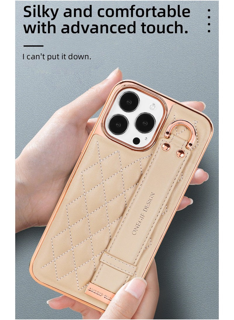 Color Fans - Case for iPhone 13 Pro Max 6.7 inch Premium PU Leather Phone Case with Kickstand Luxury Gold Plating Edge Hand Finger Strap Cute Holder Soft Thin Protective Cover Pink - Image 1
