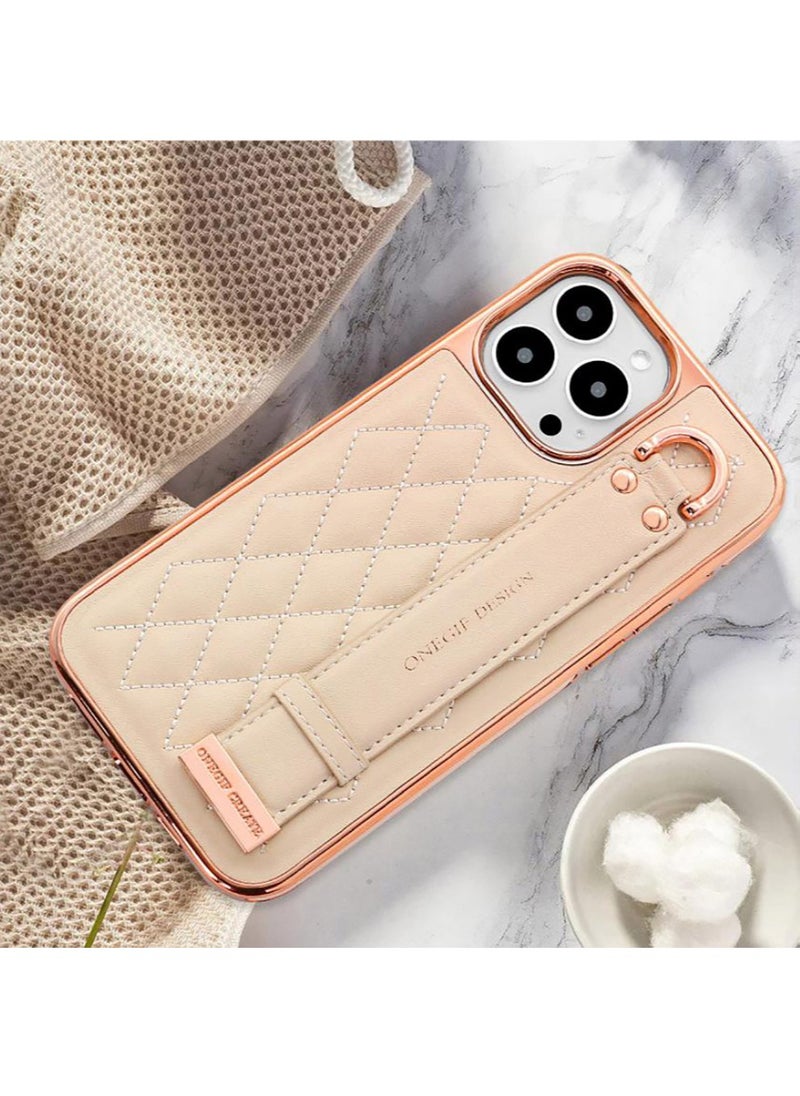 Color Fans - Case for iPhone 13 Pro Max 6.7 inch Premium PU Leather Phone Case with Kickstand Luxury Gold Plating Edge Hand Finger Strap Cute Holder Soft Thin Protective Cover Pink - Image 1