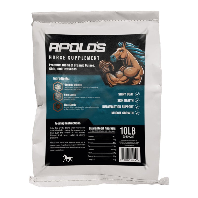 Greenfit APOLO'S 100% Natural Horse Supplement for Daily Feeding - Joint Support, Coat Shine & Strength | Flaxseed, Quinoa, Chia | 10 LB Bag - Image 1