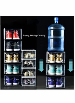 HomarKet 4 Pack Foldable Stackable Plastic Shoe Box Clear Acrylic Containers and Organizer with Pull Ring Opening Door Can Fully Transparent for Display Sneakers  - Image 5