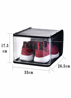HomarKet 4 Pack Foldable Stackable Plastic Shoe Box Clear Acrylic Containers and Organizer with Pull Ring Opening Door Can Fully Transparent for Display Sneakers  - Image 3