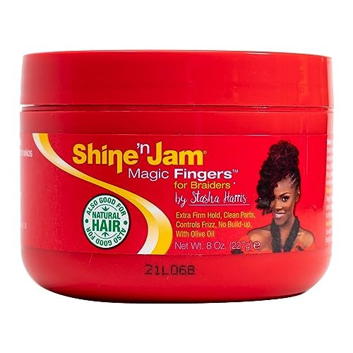 AmPro Shine-n-Jam Magic Fingers Gel for Braids - Provides Firm Hold with Non-Greasy Shine - Strengthens Hair with Silk Proteins - Works on Any Hair Texture to Create Multiple Styles - 8 oz - Image 1