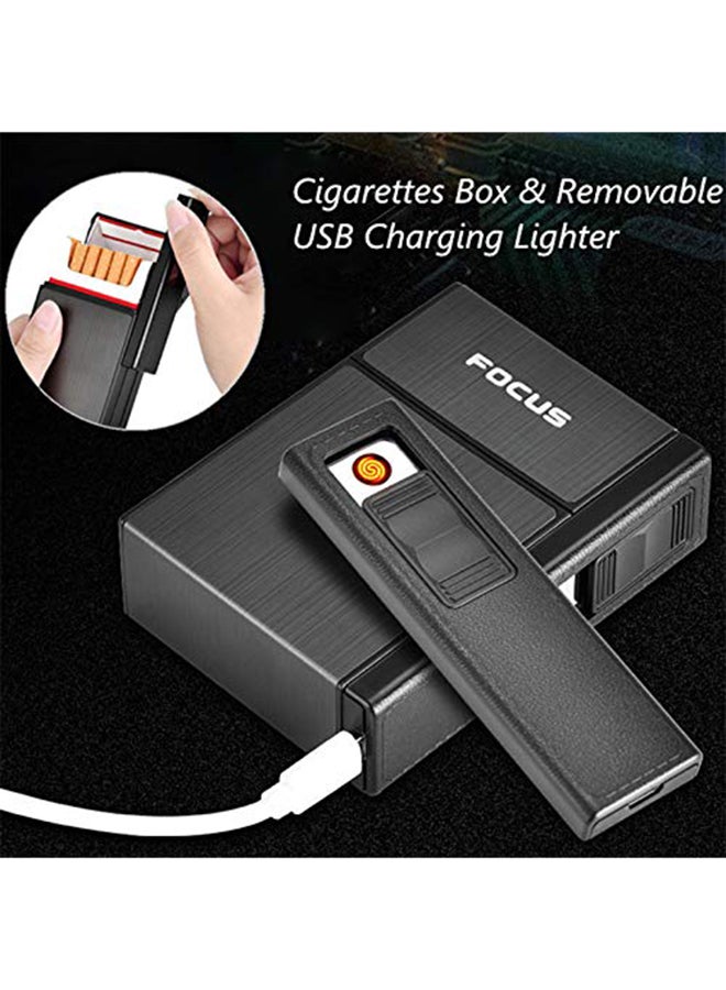 فوكس صندوق تخزين لتوزيع السجائر مع ولاعة USB فضي 60x92x67.5مم - Image 4