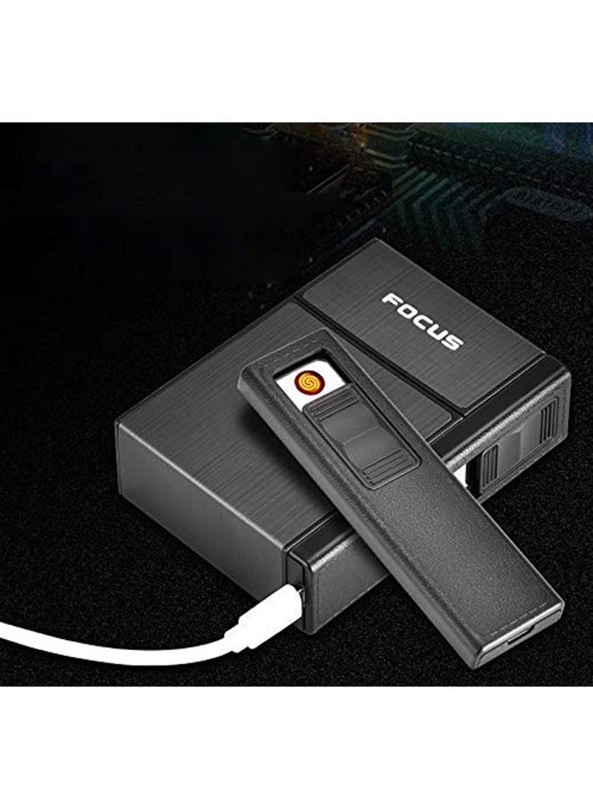 فوكس صندوق تخزين لتوزيع السجائر مع ولاعة USB فضي 60x92x67.5مم - Image 3