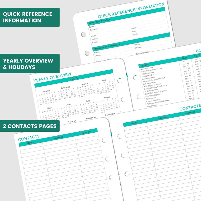 Journaltastic 2026-2027 Planner Refills - 7-Hole Punched Planner Refills 2026-2027 with Colorful Tabs, JUL 2026 - JUN 2027, 5.5" x 8.5", A5 Planner Inserts, 26-27 Weekly and Monthly Planner Refill with Monthly Pages & Weekly Pages - Dopamine Color - Image 5