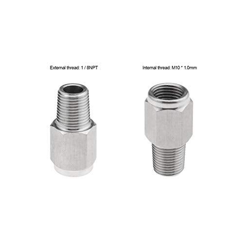 Create idea 2pcs 1/8NPT to M10x1.0 Pressure Pressure Gauge Reducer Connector Automobile - Image 3