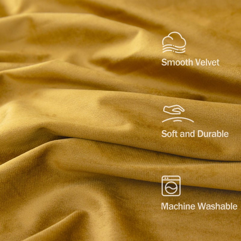 Pitalk Mustard Yellow Gold Velvet Curtain 84 Inch Long 2 Panel for Living Room Darkening Light Blocking Heat Resistant Warm Fall Drape for Patio Sliding Door French Window Vintage 52x84 Floor Length Back Tab - Image 2